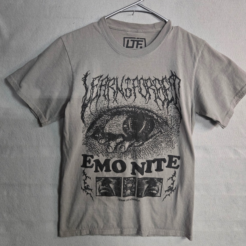 LTF Emo Nite Graphic‎ T-Shirt Small Gray Grunge Goth Streetwear Cotton
